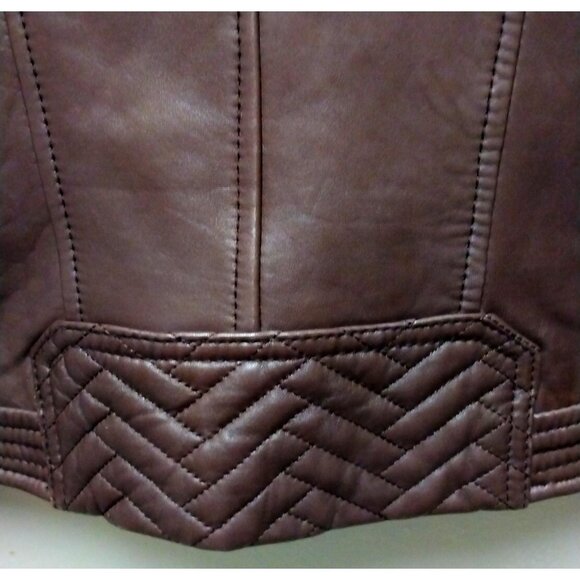 MICHAEL Michael Kors Women’s Brown 100% Leather Moto Jacket in Small - Picture 13 of 16